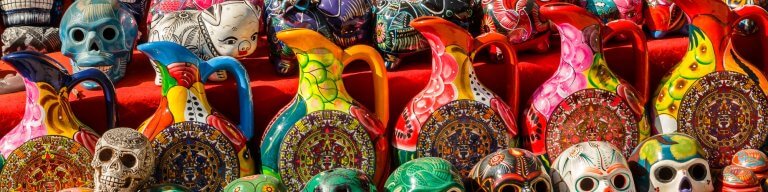 Collection of bright colored ceramics