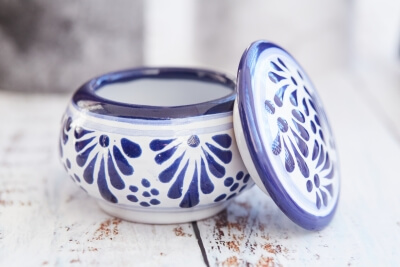 Hand painted bowl with lid